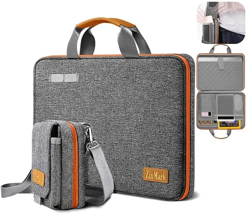 Vista 9 de Maletín para laptop de 15.6 pulgadas con bolsa de cinturón desmontable, compatible con MacBook Pro modelo de 15-16 pulgadas y los portátiles más