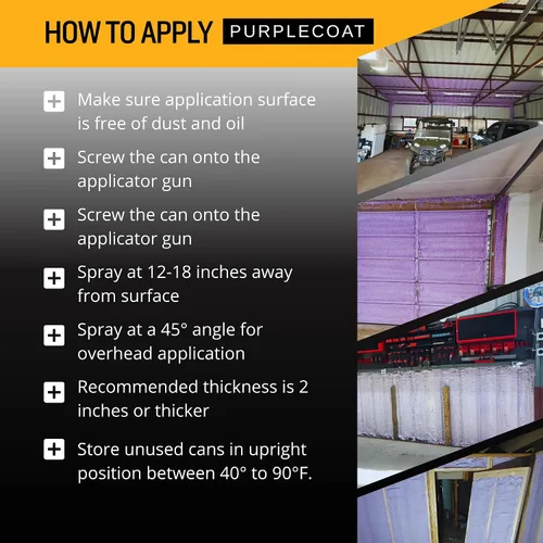 Vista 7 de Purplecoat Sistema de espuma de celda cerrada (1 paquete + limpiador) Self Expanding Insulation, R-5.66 Thermal Value, 29 Oz Cans, 20 Board Feet