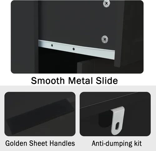Vista 9 de TaoHFE Cómoda negra de 4 cajones para dormitorio, cómoda de lencería de madera para dormitorio, moderna cómoda negra de 36 pulgadas de alto