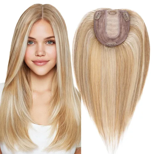 Vista 9 de MY-LADY Extensiones de cabello humano para mujeres, cabello real humano delgado, base de seda de 10 * 12 cm, con encaje, 130% de densidad, con clip