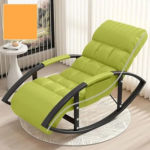 Vista 11 de Large Adjustable Reclining Rocking Chair Set with Footrest for Living Room and BalconyComfortable Outdoor Indoor Seating Solution,Amarillo-Golden