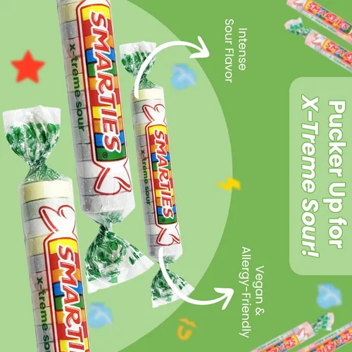 Vista 7 de Smarties X-treme Sour Candies - Caramelos agrios sin gluten, sin maní, sin lácteos, perfectos para fiestas, mezclas de dulces y Halloween, dulces a