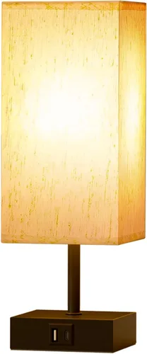 Vista 6 de Comzler Lámpara de mesa de noche con control táctil con USB A+ C Lámparas de mesita de noche Lámpara pequeña para dormitorio, regulable de 3 vías