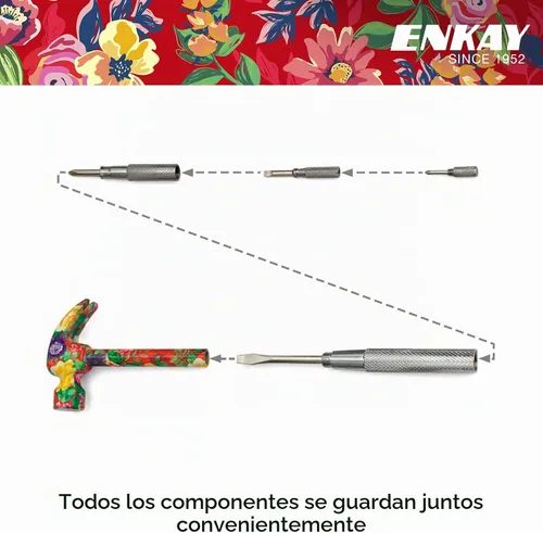 Vista 3 de Papa John's Toolbox, herramienta 6 en 1: martillo y destornillador floreados para mujer, Paquete de 10, 1