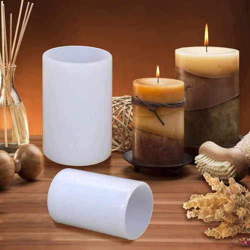 Vista 6 de Paquete de 4 moldes redondos de silicona para velas y chocolate, cilindro 3D y molde hecho a mano para velas y jabón