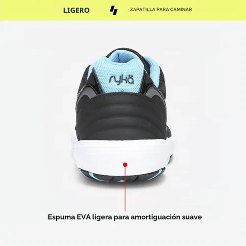 Vista 3 de Ryka Dash 3 - Zapato de senderismo para mujer Negro/Meteorito/Nc Azul
