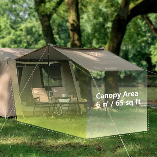 Vista 3 de BISINNA Tienda de campaña para 4 personas, tiendas de campaña familiares con lluvia completa, impermeable, grande, doble capa, glamping, tienda