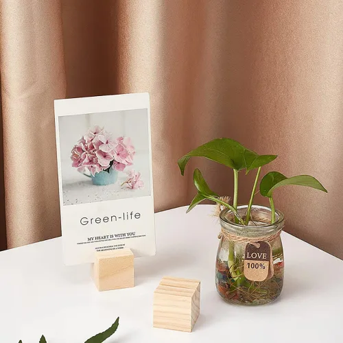 Vista 6 de 10 soportes de madera para tarjetas, soportes de madera para números de mesa, soportes para fotos, para boda, fiesta, decoración, exhibición de fotos
