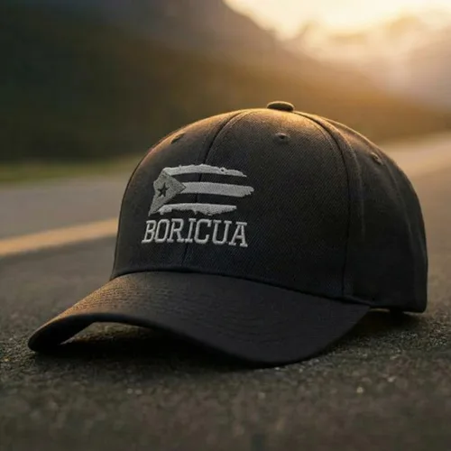 Vista 3 de Gorras de béisbol personalizadas para hombres y mujeres, bordadas con mapa de la isla de Puerto Rico, bandera C, sombreros de béisbol para hombre