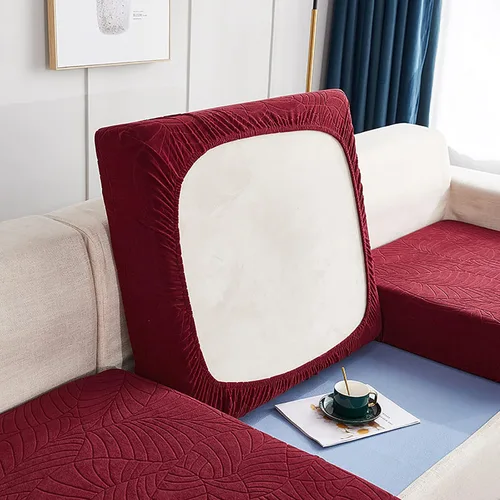 Vista 12 de Fundas de cojín impermeables para asiento de sofá, fundas elásticas de cojín de jacquard de elastano, protector de muebles grueso con parte inferior