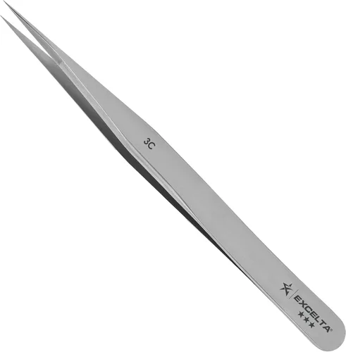 Vista 9 de Excelta 3C-SA-ET Pinzas de precisión puntiagudas rectas muy finas, agarre suave con protección TealShield Ergo-Tweeze, acero inoxidable