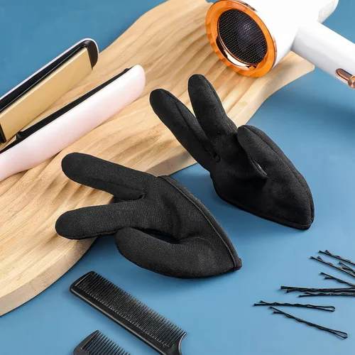 Vista 7 de 2 guantes resistentes al calor para peinar el cabello, varita rizadora de 3 dedos, guantes de protección reutilizables para peluquero protector