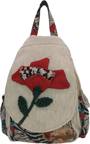 Vista 39 de HUANGGUOSHU Mochila de algodón tejida de algodón bohemio con bordado de lona estilo bohemio con múltiples bolsillos retro linda mochila cartera