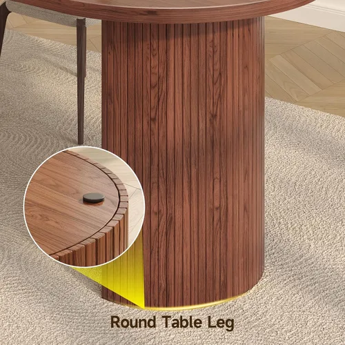 Vista 6 de ONBRILL Mesa de comedor de 70.8 pulgadas para 4-6, mesa de comedor ovalada con base de tira de madera acanalada curvada, mesas de cocina modernas