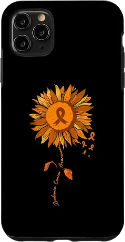 Vista 13 de Funda para iPhone 17 con cinta naranja y girasol de conciencia sobre la leucemia