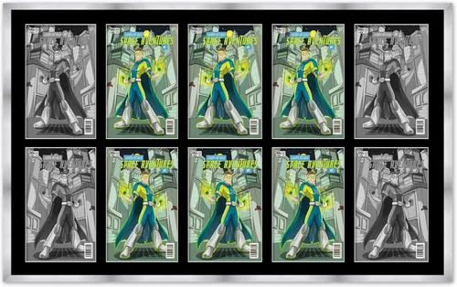 Vista 7 de Marco de cómic blanco mate para cómics publicado entre 1938 y 1955 (marco de madera maciza de cómic de la edad dorada) hecho para mostrar 4 cómics