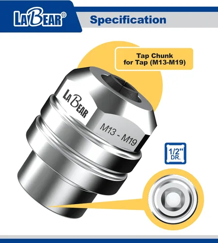 Vista 2 de LABEAR Adaptador de portabrocas intercambiable ajustable DR x M13–M19 de 1/2" – Juego de roscas de servicio pesado para roscado manual Securely
