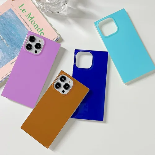 Vista 2 de Compatible con Neon Phone Rectangle iPhone 14 Funda para mujer, diseño de lujo de fluorescencia brillante, flexible, suave, delgada, de gel de goma