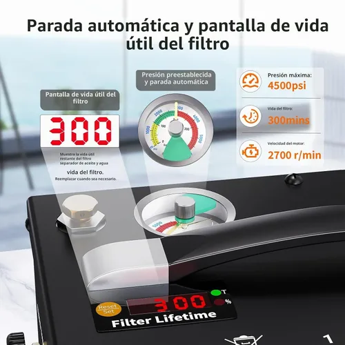 Vista 3 de SMACO Compresor de Aire PCP 4500Psi/30Mpa Compresor de Aire de Alta Presión Compresor de Tanque para Paintball y Buceo Estación de Llenado de Bomba