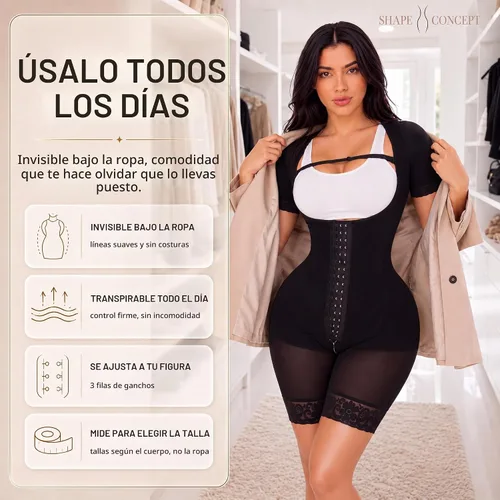 Vista 4 de SHAPE CONCEPT 387 Fajas Colombianas Moldeadoras Tummy Control Shapewear Mangas Beige