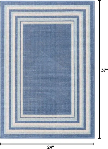 Vista 2 de Unique Loom Lotus Collection - Alfombra de área - Guyana (2' x 3' 1" Rectángulo, Azul/Azul Claro)