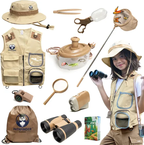 Vista 14 de Kit de Explorador Infantil con Chaleco y Sombrero de Safari para Niños de 7 a 12 Años - Disfraz de Safari y Vestirse como Guardián de Zoológico