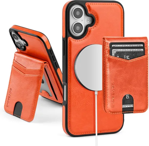 Vista 85 de SkyEagle - Funda tipo cartera compatible con MagSafe para iPhone 11, color negro Detachable Magnetic Credit Card Holder,RFID Blocking,PU