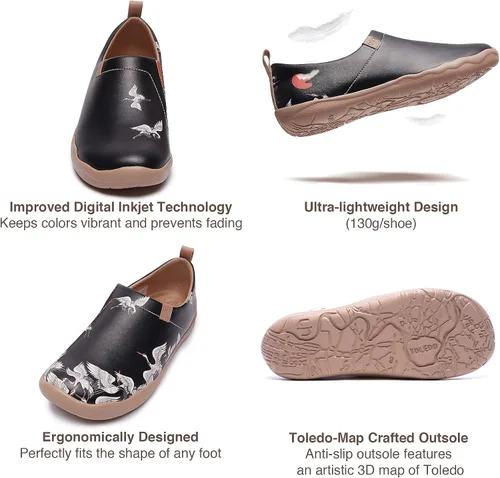 Vista 6 de UIN - Zapatos para caminar y viajar para mujer, mocasines informales de microfibra, ligeros, cómodos, sin cordones, con estampado a la moda