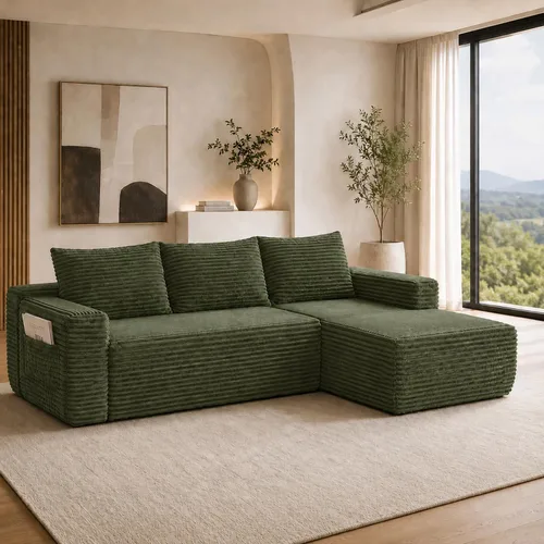 Vista 34 de Sofá deshuesado de 96 pulgadas, sofá modular en forma de L, color negro