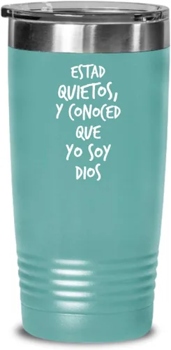 Vista 7 de Regalos catolica cristianas vaso en espanol con versiculos de la biblia para padres estad quietos