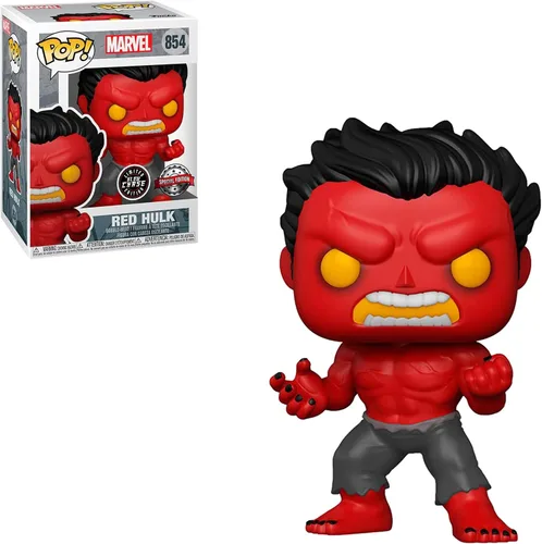 Vista 4 de Funko Pop! Marvel: Figura de vinilo Red Hulk – Edición especial exclusiva #854 Mulitcolor (Chase - Glow)