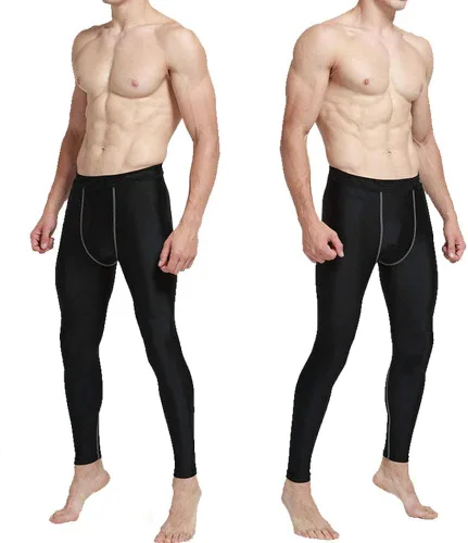 Vista 4 de Paquete de 2 leggings de compresión para hombre, equipo de fútbol, béisbol, correr, pantalones de entrenamiento, pantalones de ciclismo ligeros