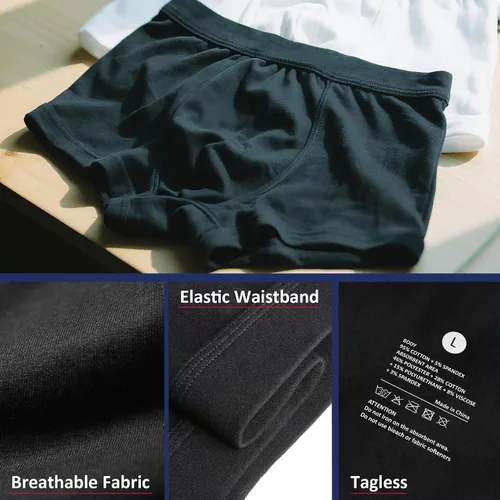 Vista 4 de Incontinence Underwear for Men Front Absorbent Leak Proof Boxer Briefs for Bladder Control 2 Pack