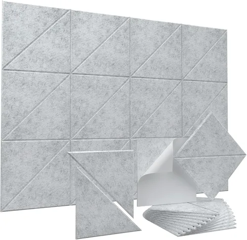 Vista 10 de Vieshful Paneles acústicos, paneles de pared absorbentes de sonido para despegar y pegar, paquete de 10 paneles de fieltro de alta densidad de 12 x