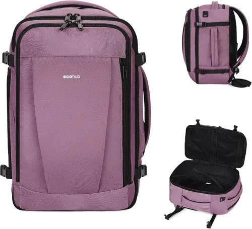Vista 15 de ECOHUB United Airlines - Mochila de viaje pequeña de 17 pulgadas, bolsa de artículos personales de 16.7 x 10 x 8 pulgadas con 13 bolsillos con Negro