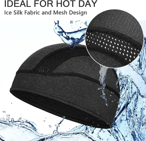 Vista 2 de Gorro de calavera para casco con forro de malla, para hombres y mujeres, se adapta debajo de los cascos