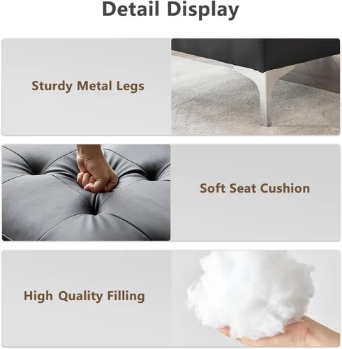 Vista 6 de Wimarsbon Sofá en forma de U de 106 pulgadas con diván doble, moderno juego de sofá modular tapizado de 4 asientos para sala de estar, dormitorio