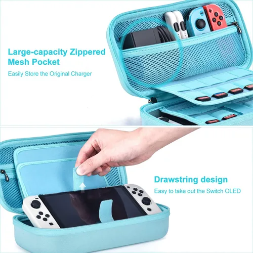 Vista 4 de innoAura Paquete de accesorios Switch OLED 18 en 1 con funda para interruptor, funda de juego para interruptor, protector de pantalla OLED, soporte