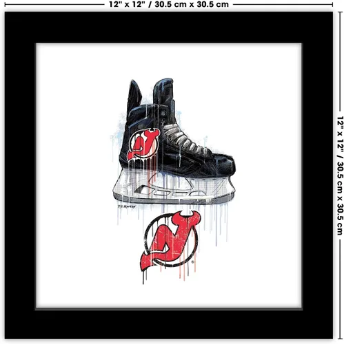 Vista 6 de Trends International Gallery Pops NHL New Jersey Devils - Arte de pared de patín de goteo, versión enmarcada negra, 12 x 12 pulgadas