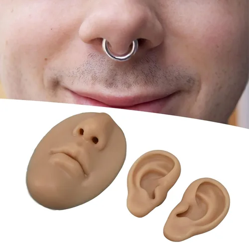 Vista 5 de Dioche Modelo 3D simulado de nariz y boca para práctica de piercing, herramienta de enseñanza segura, ligera y versátil para aspirantes a artistas