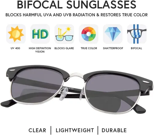 Vista 3 de VITENZI Gafas de sol bifocales para hombres y mujeres, lentes de lectura semi sin montura tintadas con lectores - Tivoli