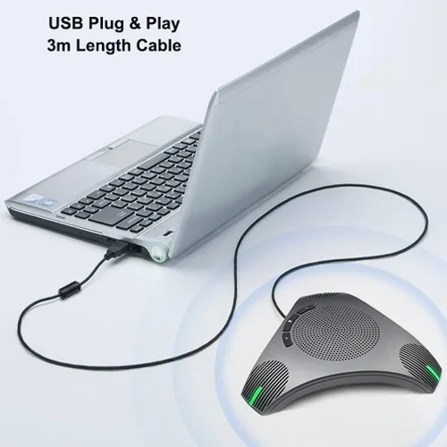 Vista 8 de Altavoz y micrófono de conferencia, micrófono de altavoz USB omnidireccional de 360° con concentrador USB, reducción de ruido/cancelación de eco