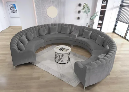 Vista 22 de Legend Vansen L - Sofá de terciopelo semicírculo de 141.34 pulgadas, sofá modular curvado de gran tamaño para sala de estar, oficina, apartamento