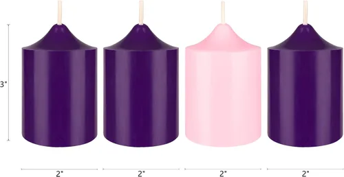 Vista 2 de Mega Candles Juego de 4 piezas de velas de Adviento de Navidad sin perfume, vertidas a mano de cera premium con parte superior en forma de campana
