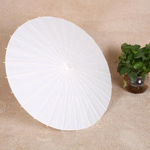 Vista 2 de Fydun - Sombrilla de papel blanco chino, sombrilla decorativa de papel blanco para boda, novia, fiesta, decoración, accesorios de fotos, pintura a