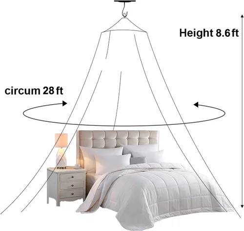 Vista 4 de Jolitac Dosel de Cama Mosquitera de Encaje para Camas de Niñas, Tienda de Juego de Princesa Única Toldos de Malla Cúpula Grande de Encaje Cortinas