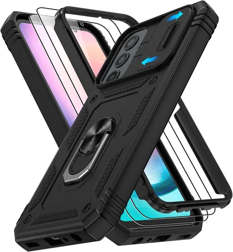 Vista 148 de Gritup Funda para Google Pixel 6 con cubierta deslizante para cámara y protector de pantalla (2 unidades), soporte de anillo giratorio 360°, funda