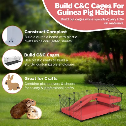 Vista 5 de Snout and Shell Plastic Ratchet Rivets for Coroplast C&C Cages – Small Pet Cage Fasteners 50 Pack