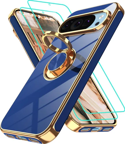 Vista 336 de Funda para Motorola Moto G 5G 2024: Funda Moto G Play 5G 2024 con 2 piezas de protectores de pantalla, soporte de anillo de rotación de 360°