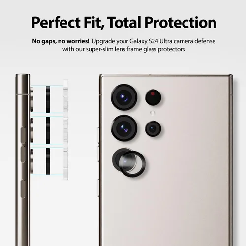 Vista 3 de [Tipo de anillo de cámara domo] Protector de cámara Galaxy S24 Ultra de Whitestone [instalación de un toque] - Paquete de 2 compatibles con Galaxy